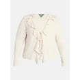 thumbnail image 4 of Terra & Sky Women’s Plus Tie Front Ruffle Cardigan Sweater, Sizes 0X-5X, 4 of 6