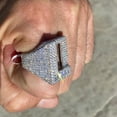 thumbnail image 5 of Men's Real Solid 925 Sterling Silver Initial Letter L Iced Baguette Flooded Out Big Hip Hop Ring Size 8, 5 of 9