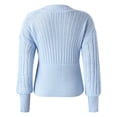 thumbnail image 4 of Vedolay Womens Fall Sweaters Womens 2023 Trendy Fall Fashion Knit Ribbed Stripe Crop Pullover Sweater,Blue L, 4 of 5