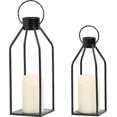 thumbnail image 1 of Decorative Modern Farmhouse Lantern Decoration - Black Metal Candle Lantern Set of 2 - Lantern Decoration with Flickering LED Candle for Home Decor, I, 1 of 4