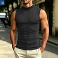 thumbnail image 2 of Avirosel Men's Tank Top Sleeveless Round Neck Elastic Fitness Base Top Comfortable Athletic Moisture Wicking Shirt for Daily Wear Black, 2 of 7