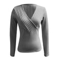 thumbnail image 5 of Fengqque Long Sleeve Shirts for Women V Neck T Shirt Slim Fit Fall Casual Going Out Tops Basic Tee Silver 10(XL), 5 of 5