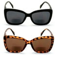 thumbnail image 3 of 2 Pairs BIFOCAL Women Big Lens Butterfly Reading SunGlasses - Fun Cateye Outdoor Readers - Black Tortoise Tinted Bifocals, 3 of 5