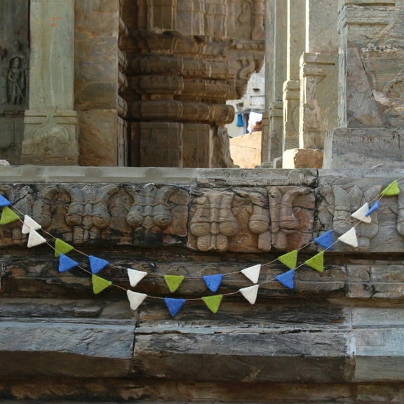 De Kulture Works Wool Felt Triangle Garland SET OF 2 Christmas Tree Decorative 48 Inches