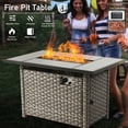 thumbnail image 3 of XIZZI 6 Pieces Patio Outdoor Furniture Sets All Weather Wicker Sofa Couch with 43" Gas Propane Fire Pit Table，Blue, 3 of 8