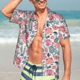 thumbnail image 5 of Lsque Flower Leaves pattern Hawaiian Shirt for Men, Unisex Summer Beach Casual Short Sleeve Button Down Shirts-X-Large, 5 of 9