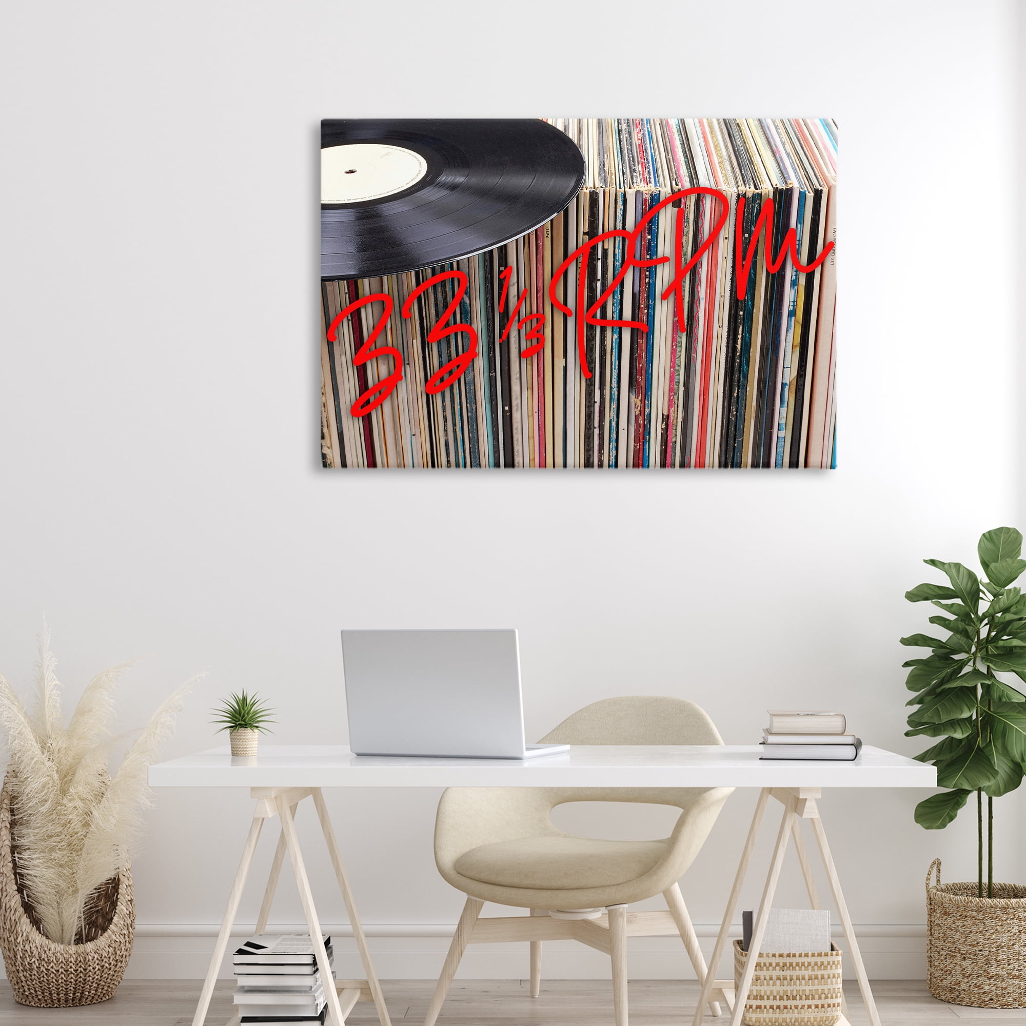 Stupell Industries Vinyl Record Stack Collection Canvas Wall Art, design by Lil' Rue