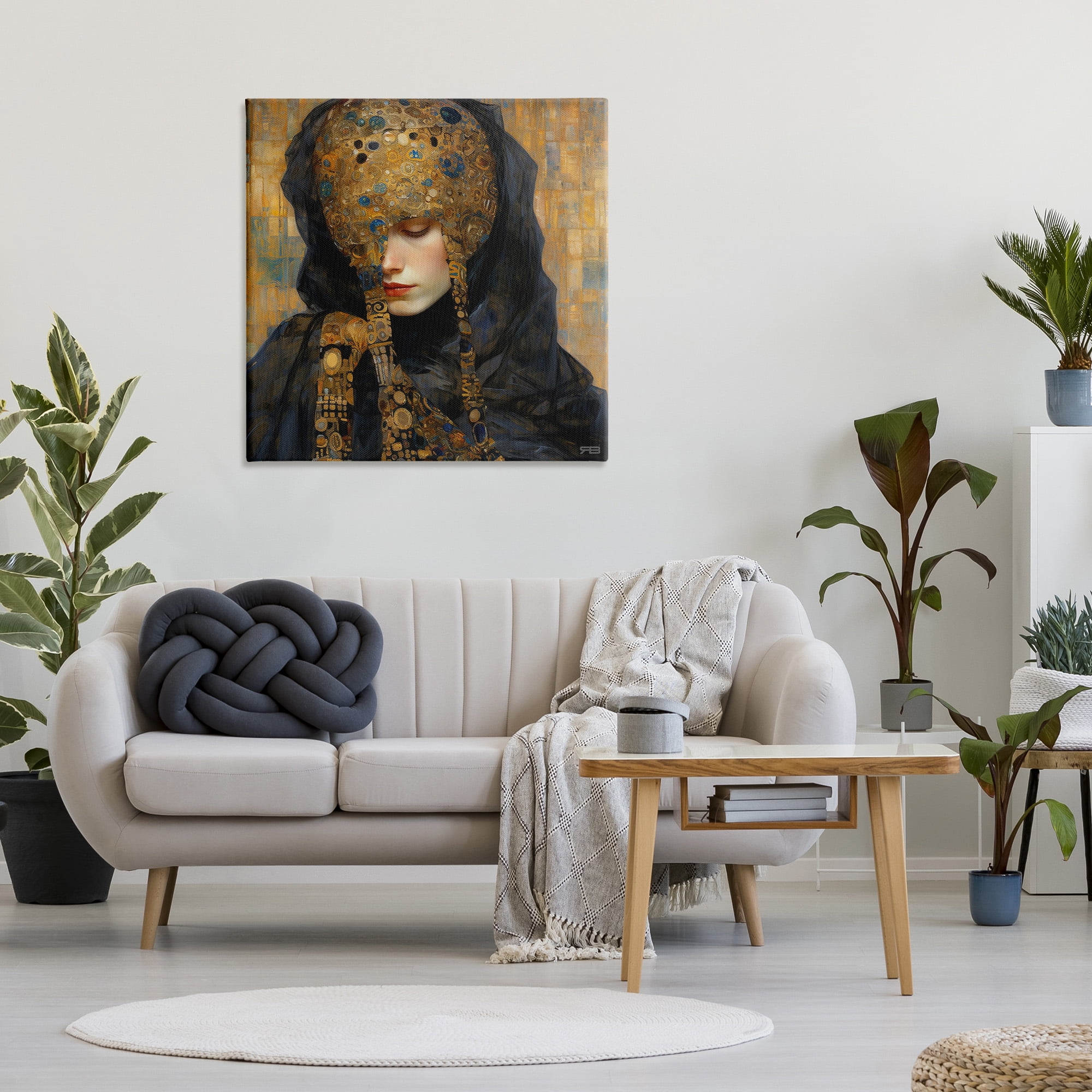 Stupell Industries Geometric Patterned Portrait Abstract Painting Gallery Wrapped Canvas Art Print Wall Art, 36 x 36