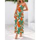 thumbnail image 5 of Vestido largo MASCOMODA Summer Boho Floral Tube Top Naranja Verde, 5 of 7