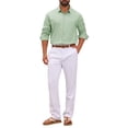 thumbnail image 2 of INSPIRE CHIC Men's Long Sleeves Button Down Solid Color Jacquard Textured Shirts S Green, 2 of 5