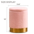 thumbnail image 7 of Teddy Velvet Round Ottoman Stool with Storage, Padded Seat, Metal Base, Pink, 7 of 7