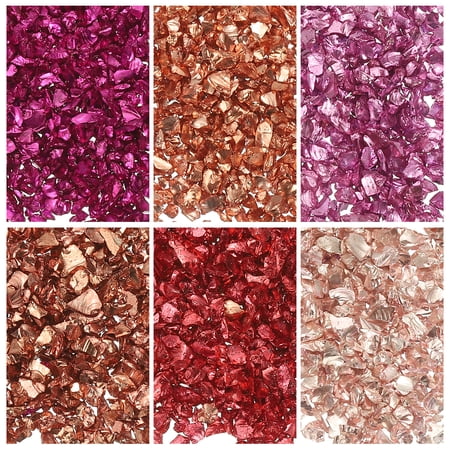 6 Colors Crushed Glass Chips, 1-3mm Irregular Glitter 32g, Red Color Series