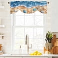 thumbnail image 4 of Abstract Blue Tie Up Valances Curtain, Adjustable Kitchen Beach Starfish Seashell Sand Ocean Waves Valances for Windows Decor, Rod Pocket Short Curtains Set for Bedroom/Bathroom, 42"x18", 4 of 9