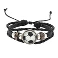 thumbnail image 4 of Pulsera de fútbol Pulsera trenzada de cuero Pulsera de moda con cuentas de fútbol brillante para fanáticos del equipo, 4 of 9