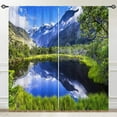 thumbnail image 3 of Landscape Curtains Nature Theme Window Drapes with Foggy Snow Mountain Forest Lake Scenery Scene Design Print Pattern Rod Pocket Curtains for Bedroom Living Room Office 2 Panels 42 x 63 Inch, 3 of 5