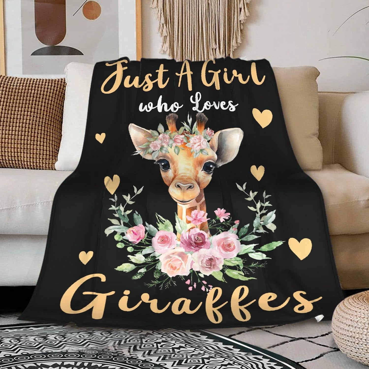 Just a Girl Who Loves Giraffes Blanket Gifts for Lovers Girls Women Warm Soft Throw Cozy Blankets for Bed Couch Gift for Birthday Graduation 40"x50" for Kids