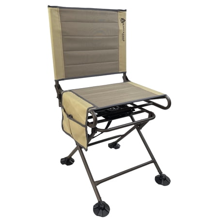 Black Sierra Silent 360° Swivel Hunting Chair with Steel Frame Supports 300 LBS Portable Luxury Armless Hunt Blind Seat Heavy Duty Stealth Spin w/All Terrain Duck Feet