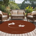 thumbnail image 4 of Brown Modern Round Area Rug 5Ft Washable Circle Rugs for Living Room Bedroom, Farmhouse Rabbit Abstract Art Non-Slip Carpet Floor Mats Indoor Outdoor Carpet Runner Aesthetic Home Decor, 4 of 8