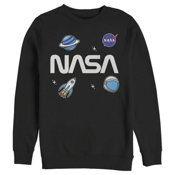 Men's NASA Logo Space Emoticon Sweatshirt Black Large