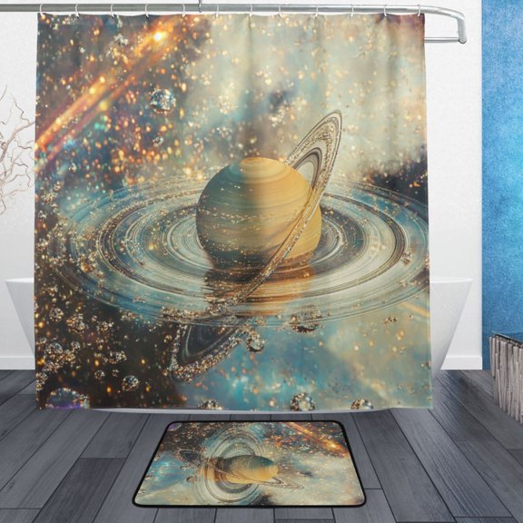 BZSMCE Shower Curtain and Bath Accessory Set,Celestial Serenity Pattern