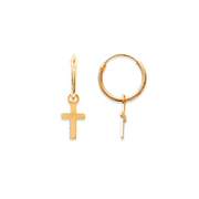 Mystigrey Cross 18K Gold Plated Hoop Earrings for Girls and Women 0.4 x 0.2