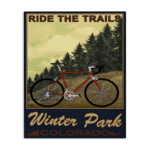 Stupell Industries Eclectic Ride the Trails Winter Park Colorado Poster Style Canvas Art, 30 x 40, by Marcus Prime
