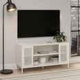 thumbnail image 2 of Systembuild Evolution Sunset District Metal TV Stand for TVs up to 50" with Perforated Metal Mesh Accents, Soft White, 2 of 13