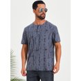 thumbnail image 4 of DARING DIVA Men's Ripped Henley Retro Short Sleeve Button Down T-Shirt S Gray Blue, 4 of 7