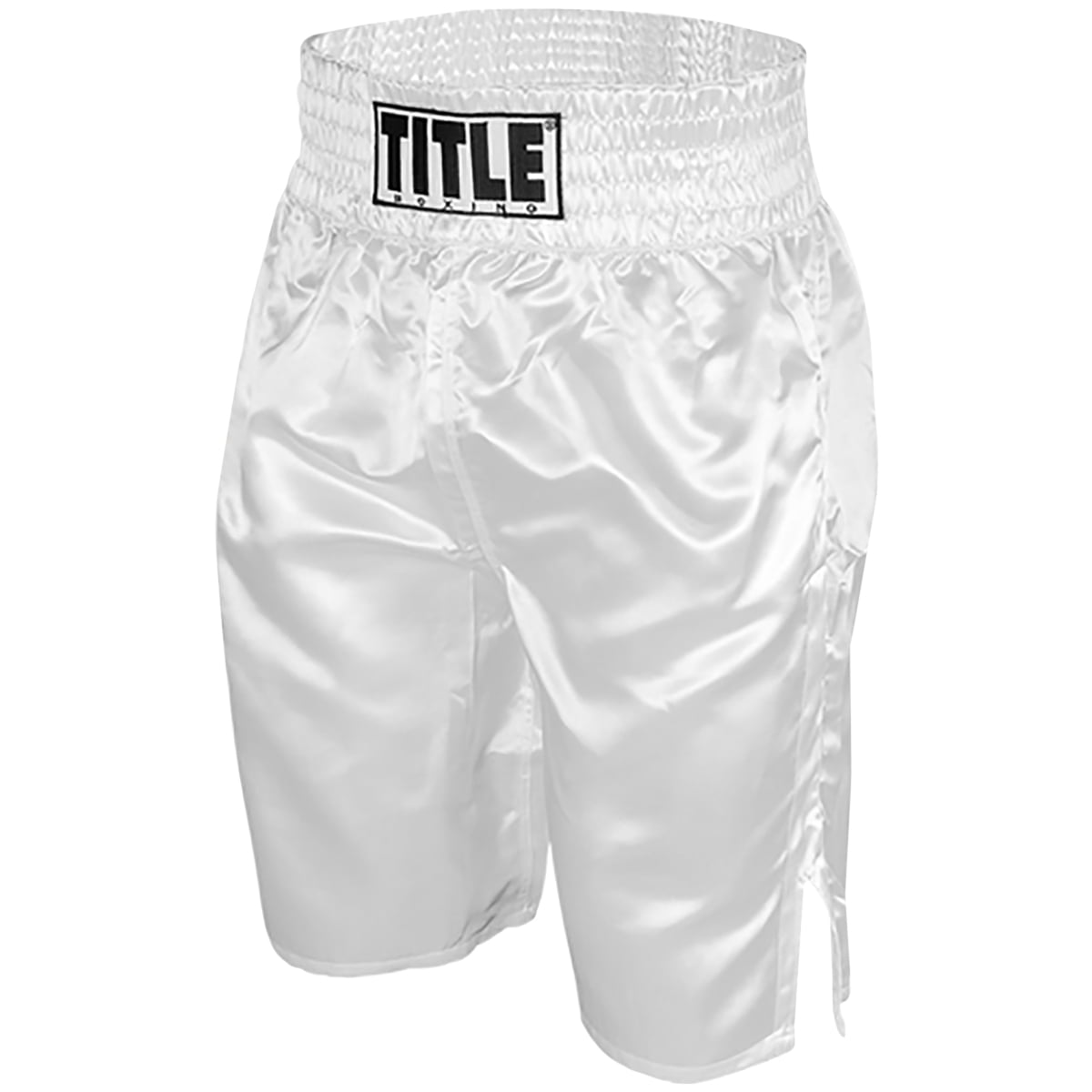 Black Title Professional Satin Boxing Trunks