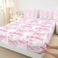 thumbnail image 3 of Homewish Cute Princess Goose Queen Sheet Sets,Kawii Bowtrie Ribbon Flat Sheet,Pink White Queen Fitted Sheet For Girls Kids,Breathable Home Decor,4-Piece, 3 of 7