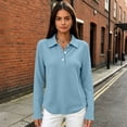 thumbnail image 5 of Waffle Knit Tops for Women Long Sleeve Collared Work Golf Polo Shirt 3XL, 5 of 7