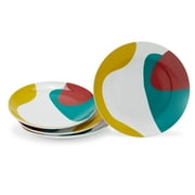 MoDRN Mid-Century Revival Art Deco Porcelain 4 Piece Dinner Plate Set