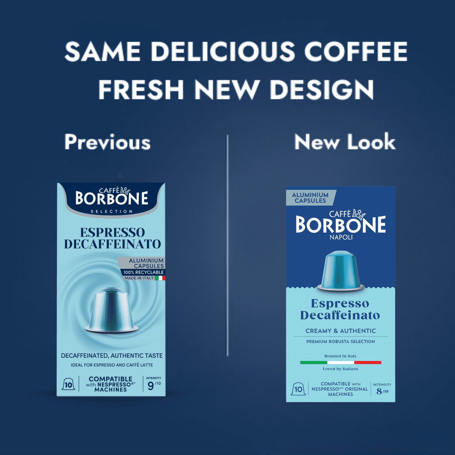 Caffè Borbone Decaffeinated Blend, Dark Roast, Aluminum Espresso Capsules, 100 Count