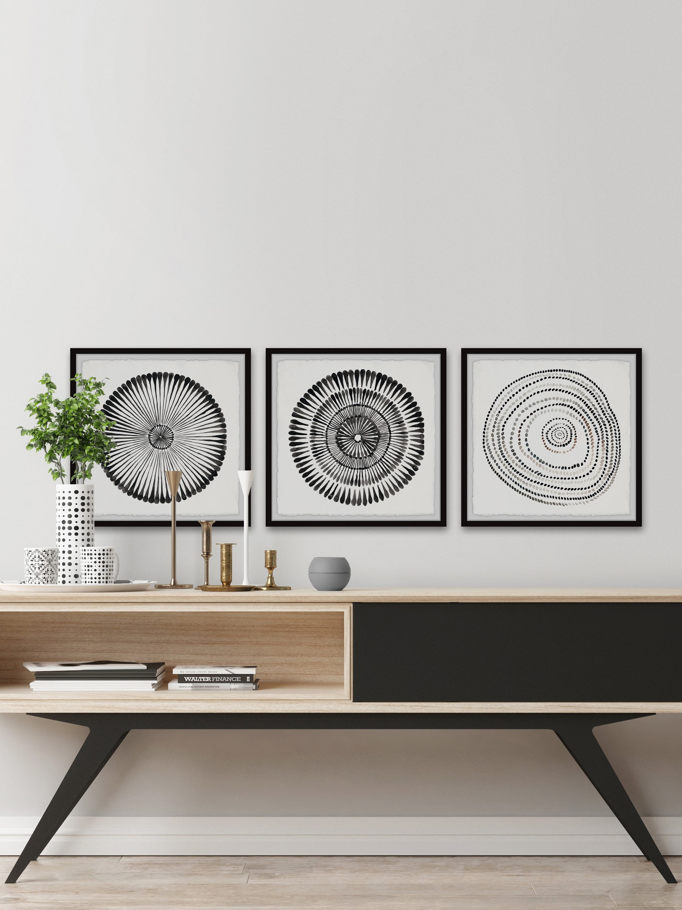 Marmont Hill Circle Bloom Triptych, Art Prints, 96.00" x 1.50"