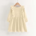 thumbnail image 4 of hengsof Robe Décontractée à Manches Longues et Col Rond pour Filles de 3 à 8 Ans, Robe de Jeu Quotidienne Douce de Couleur Unie, Style Simple et Confortable, 4 of 7