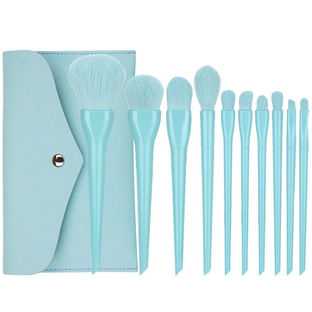Seitruly Paquete de 10 brochas de maquillaje de belleza, polvo portátil, suministro cosmético, azul Type2 NO2