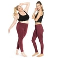 thumbnail image 2 of Stretch Is Comfort Women's Cotton Full Length Leggings Burgundy 2X, 2 of 6