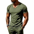 thumbnail image 4 of MHOSTAFH Men's V Neck Tees Shirts Casual Solid Color Short Sleeve Gym Athletic Tops Lightweight Breathable Workout T-shirt, 4 of 9