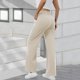 thumbnail image 4 of Womens Pants Wide Leg Stretchy Work Pants With Pockets Elastic Waist Pleated Front Business Casual Slacks light brown XXL, 4 of 5