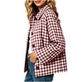thumbnail image 5 of cfhntfmh Women Plaid Coat Casual Button down Jacket Long Sleeve Loose Outerwear Collared Fall Fashion Outfits, 5 of 7