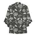 thumbnail image 4 of Helii Womens Flared Sleeve Shirt Boho Print V Neck Dressy Casual Tops Trendy Flowy Loose Blouse Fashion Daily Wear Outfits Spring Summer S-3XL, 4 of 5
