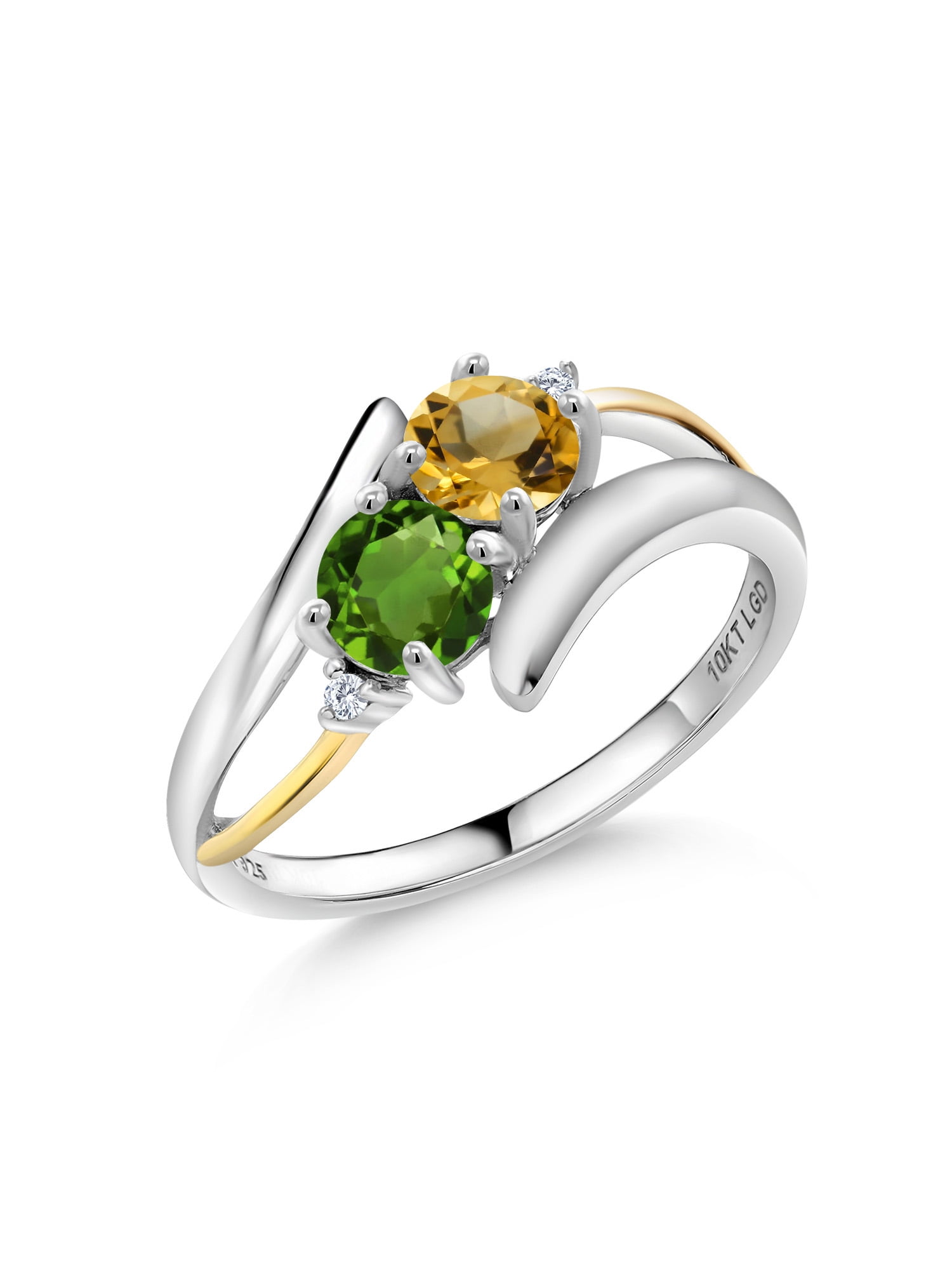 100% NATURAL 10X8MM CITRINE & APPLE PERIDOT RARE STERLING SILVER 925 RING SIZE 7