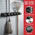 thumbnail image 4 of Aemutady 2-Pack Wall Mounted Broom Holder with 5 Slots & 6 Hooks, Garage & Garden Tool Organizer, Black (15.75"x2.36"x3.15"), 4 of 6