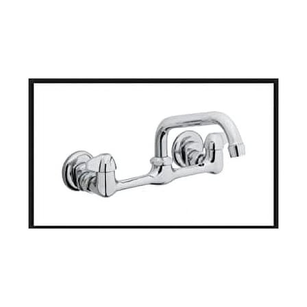 Homewerks Wall Mount Two Handle Kitchen Faucet, Chrome