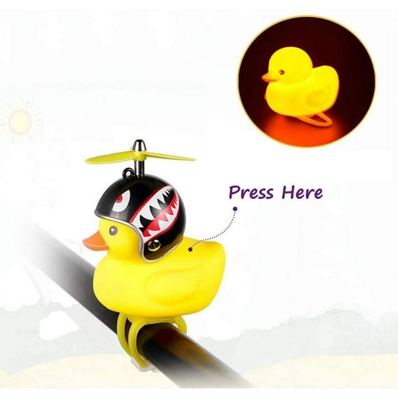 Duck Bike Bell, Rubber Duck Bicycle Accessories with LED Light, Cute Propeller Handlebar Bicycle Horns for Kids Toddler Children Adults Sport Outdoor