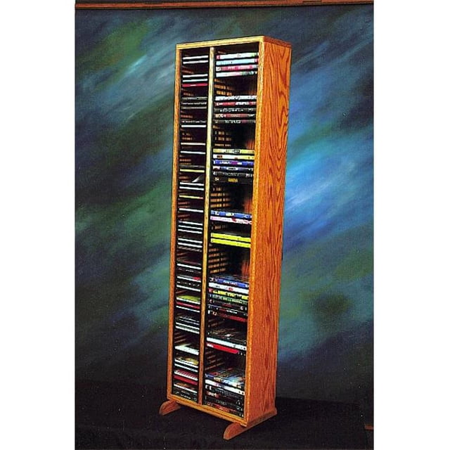 Wood Shed 211-4 CD-DVD Solid Oak Tower for CDs and DVDs - Individual Locking Slots