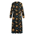 thumbnail image 5 of Xoenoiee Sun Moon Star Print Women's Nightgown Long Sleeve Sleepshirt Button Down Nightshirt V Neck Pajama Dress Moomoo Dresses Loungewear, M, 5 of 7