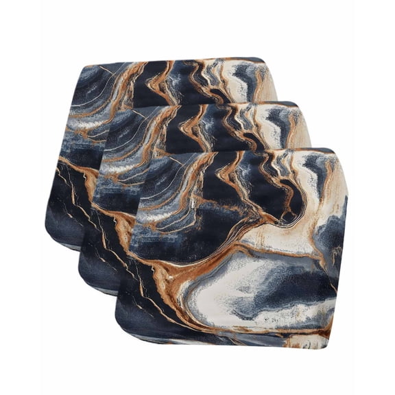 Navy Blue Marble Sofa Couch Cushion Covers Washable, Removable Stretchable Sectional Couch Covers, Nature Stone Abstract Slipcovers for L & T Shape Sofa Furniture Protector S Size 3 pcs