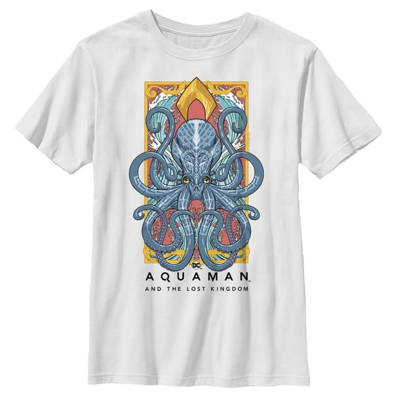 Boy's Aquaman and the Lost Kingdom Topo Poster Graphic Tee White Medium