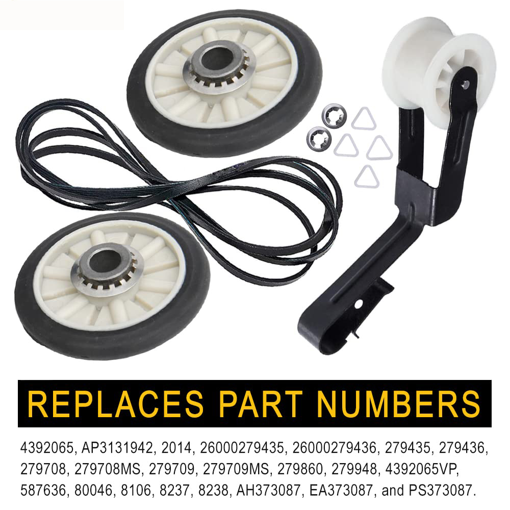 Rongsi 4392065 Dryer Repair Kit With 349241T Drum Roller Kit, Dryer Parts,691366 Idler Pulley 341241 Belt by Seentech - Exact fit for Whirlpool & Kenmore Dryers - Replaces AP3131942